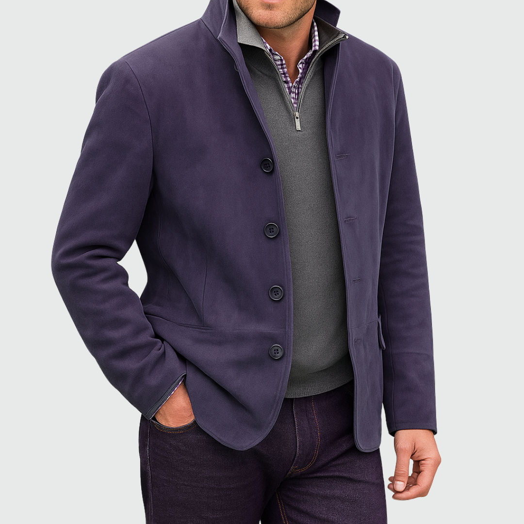 SUEDE STYLE BUTTON JACKET FOR MEN