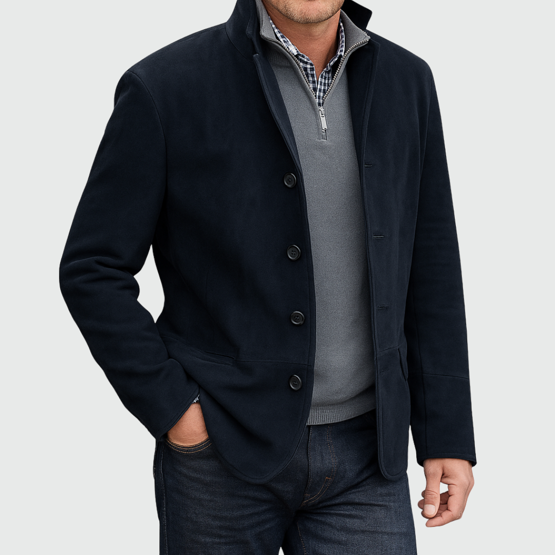 SUEDE STYLE BUTTON JACKET FOR MEN