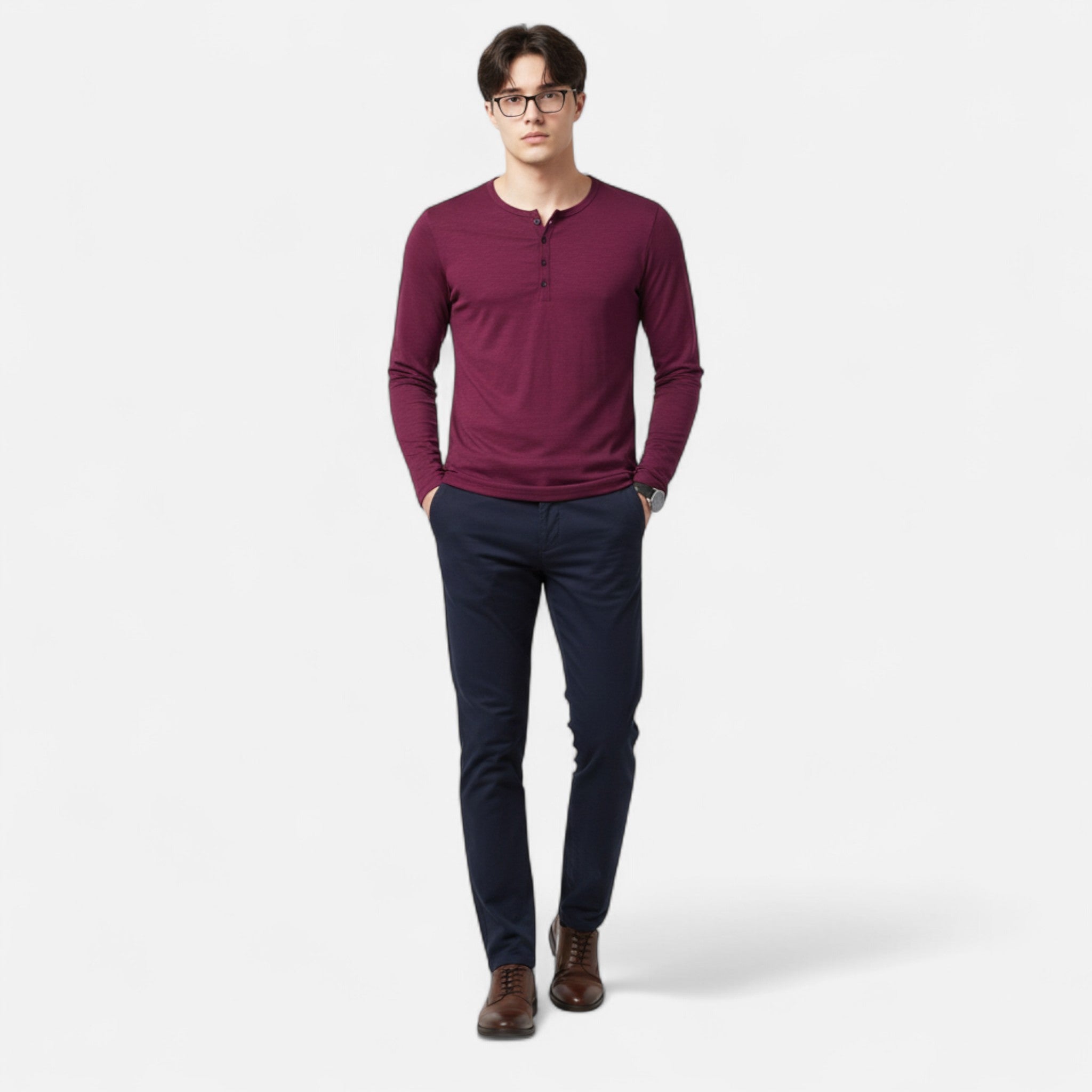 SLIM FIT HENLEY SHIRT FOR MEN