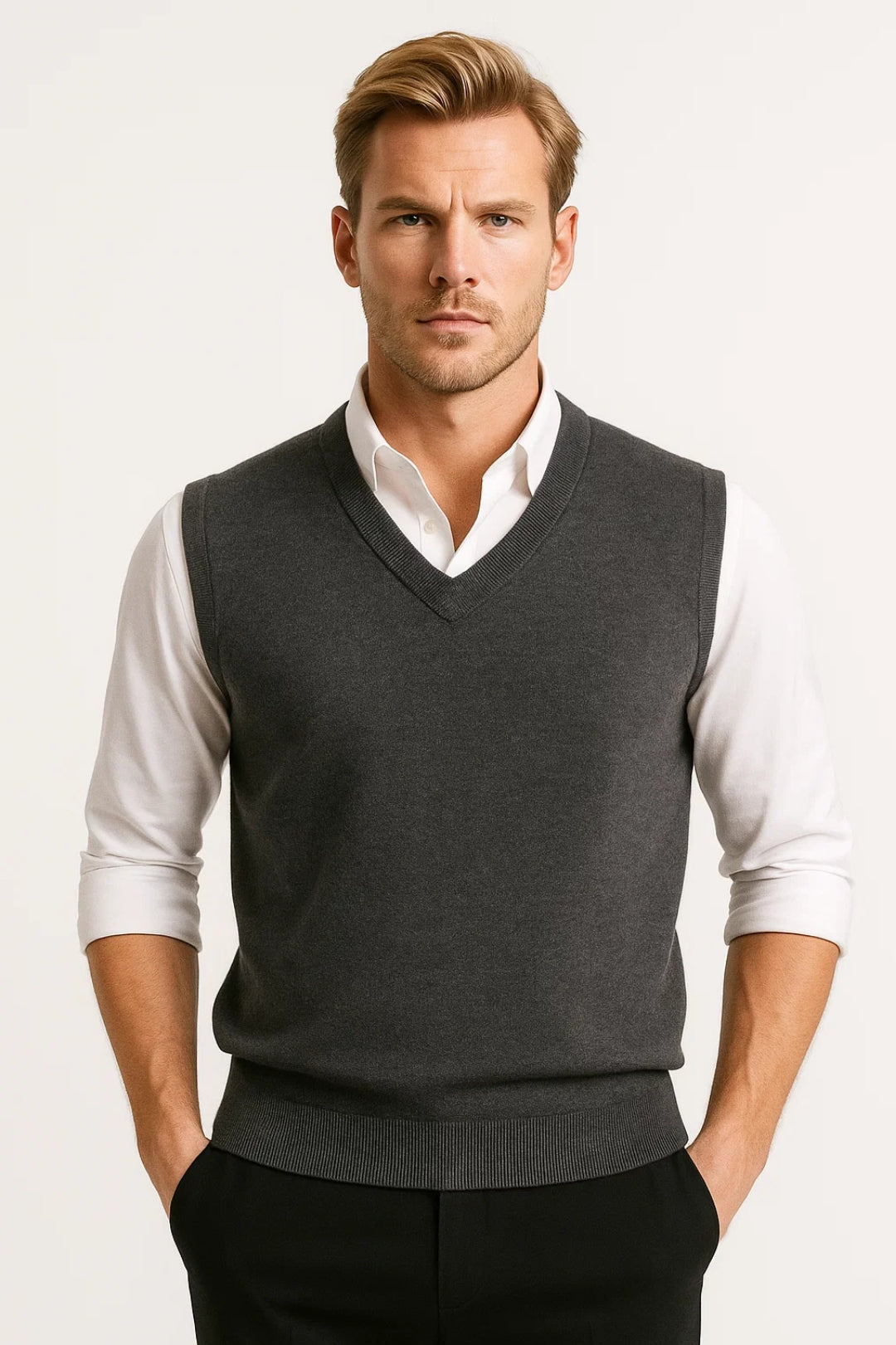 V-NECK SWEATER VEST FOR MEN
