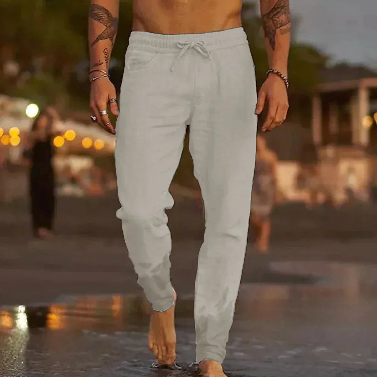 RELAXED LINEN TROUSERS FOR MEN