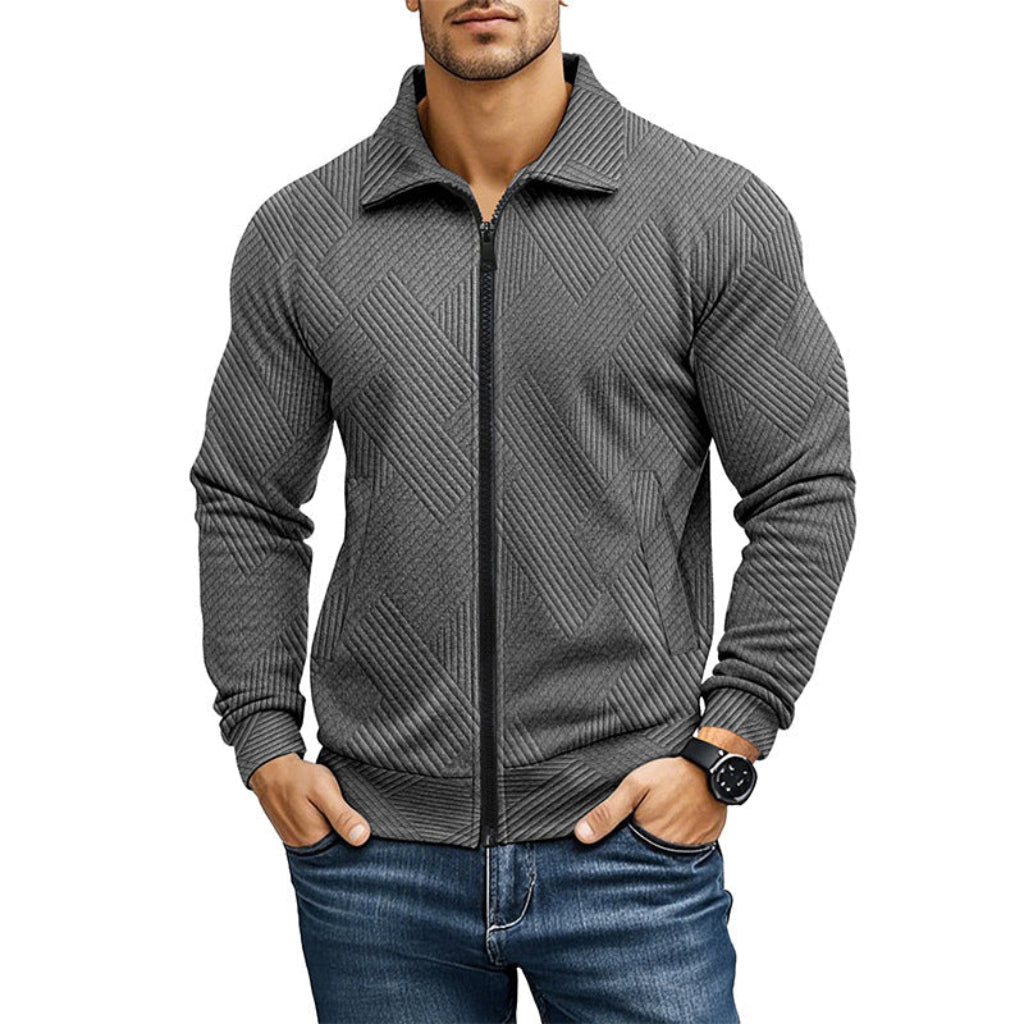 RIBBED ZIP SWEATER FOR MEN