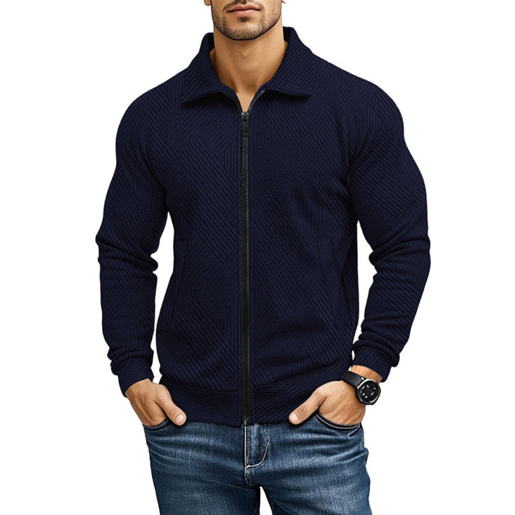 RIBBED ZIP SWEATER FOR MEN