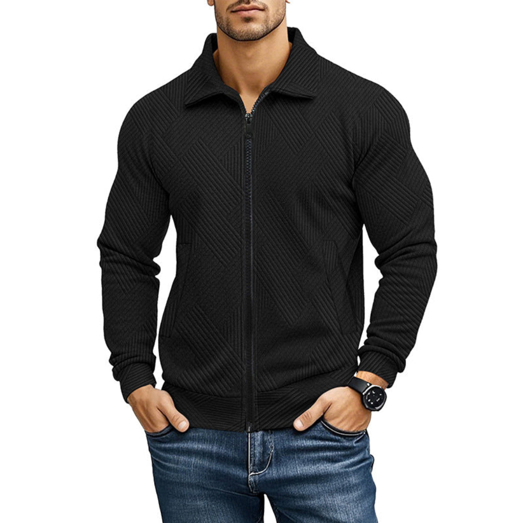 RIBBED ZIP SWEATER FOR MEN