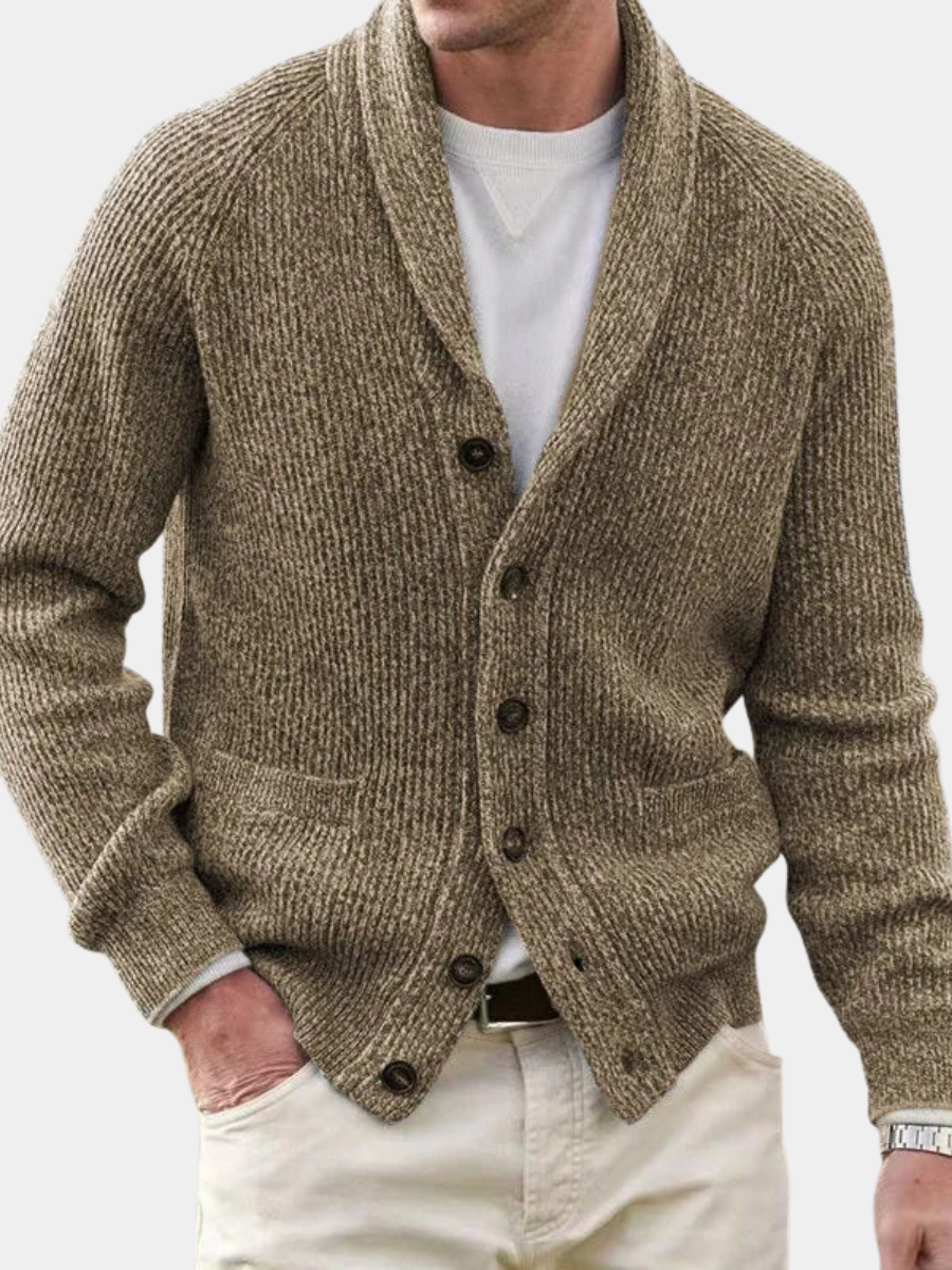 RIBBED SHAWL COLLAR CARDIGAN FOR MEN