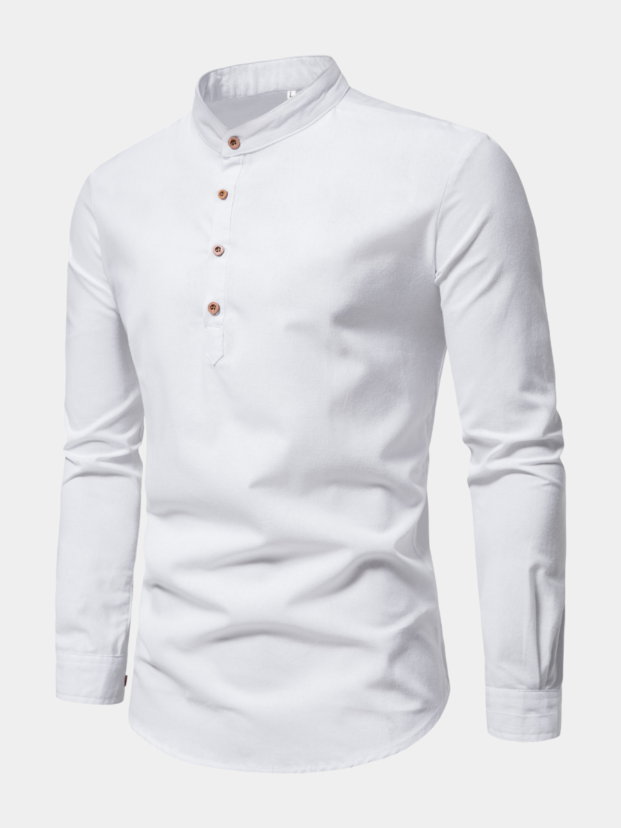 COTTON HALF PLACKET SHIRT FOR MEN