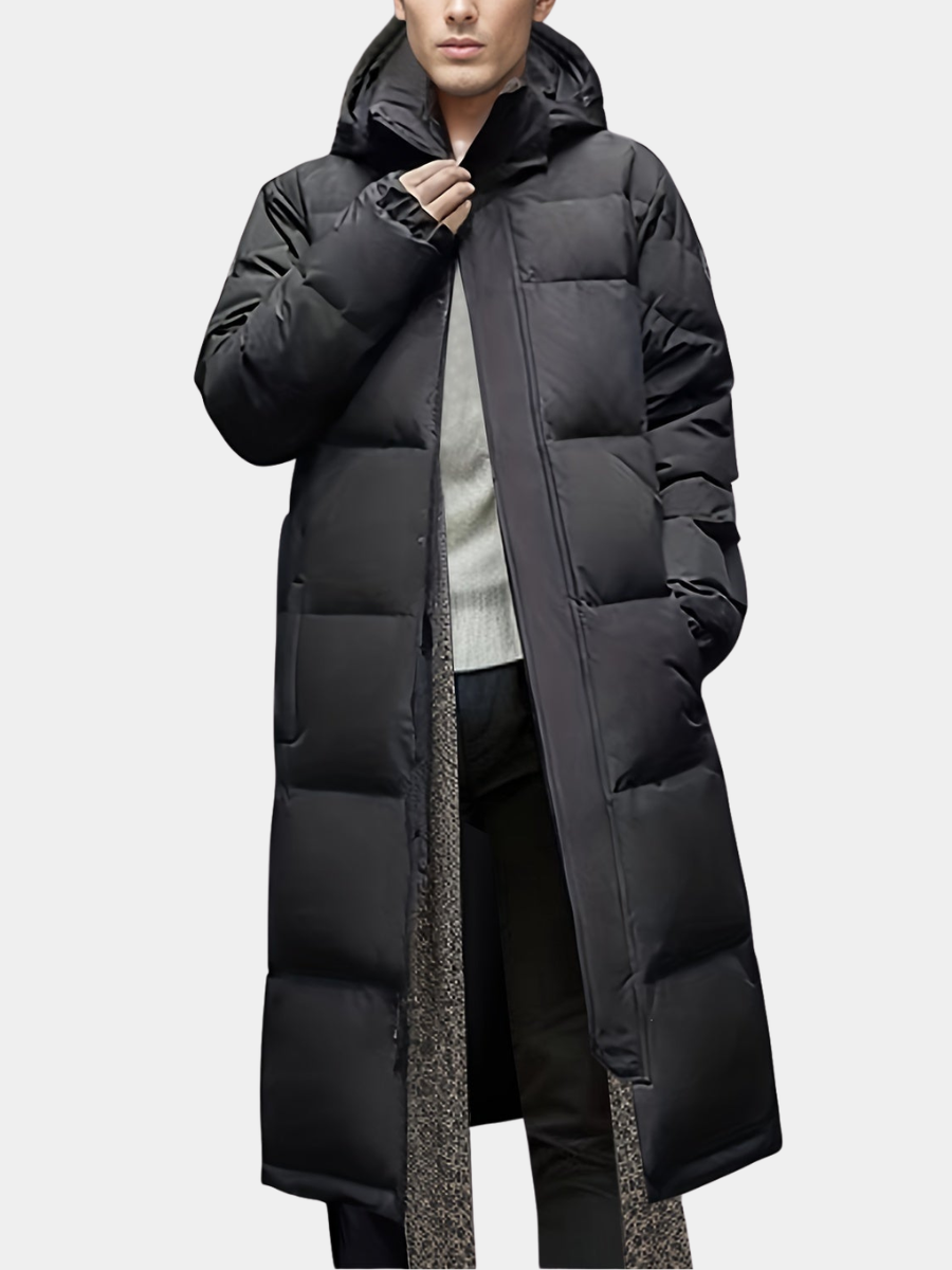 LONG HOODED PUFFER COAT FOR MEN