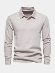 LONG SLEEVE COTTON POLO FOR MEN