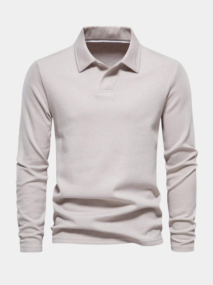 LONG SLEEVE COTTON POLO FOR MEN