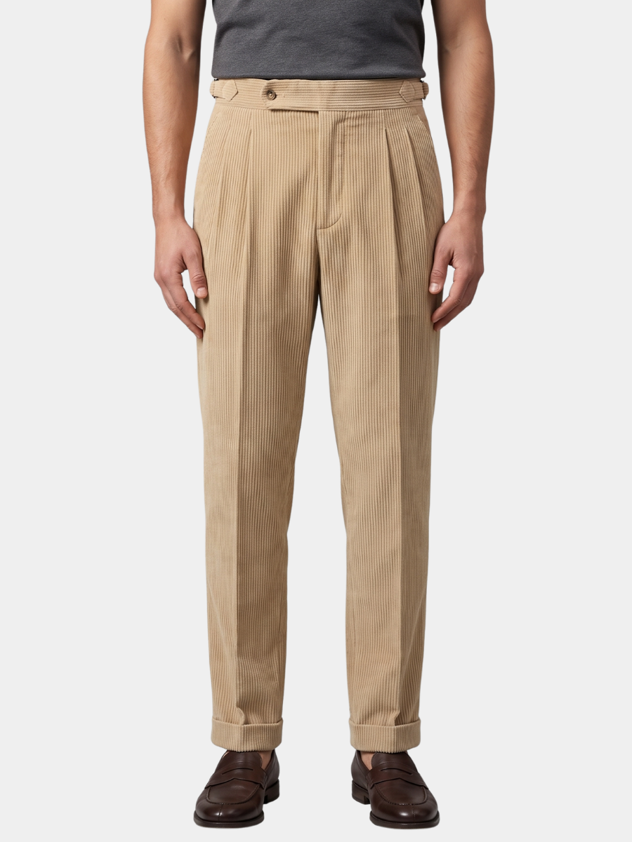 PLEATED CORDUROY TROUSERS FOR MEN