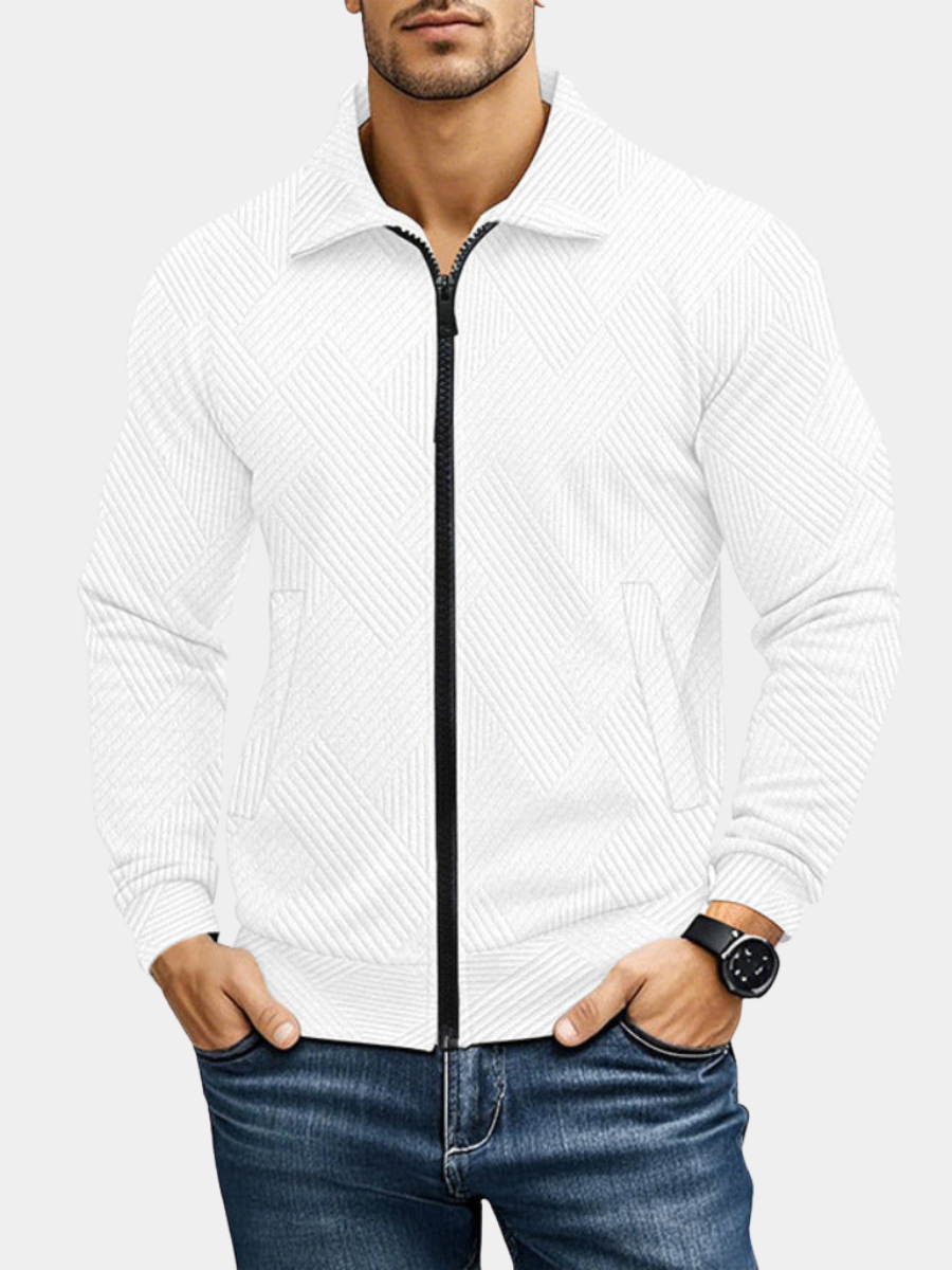 RIBBED ZIP SWEATER FOR MEN