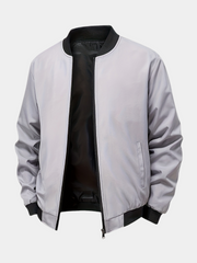 SOLID ZIP BASEBALL JACKET FOR MEN