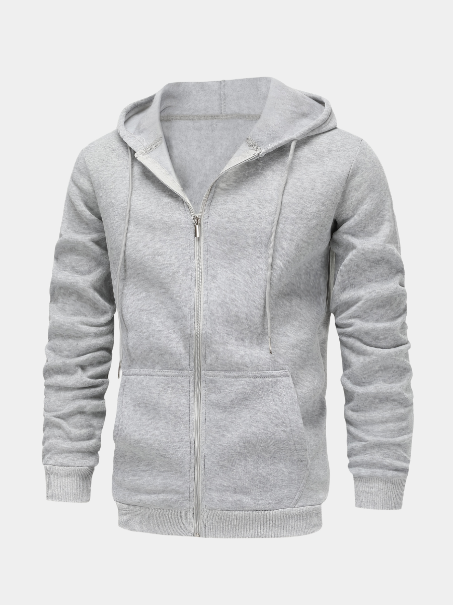 SOLID ZIP UP HOODIE FOR MEN