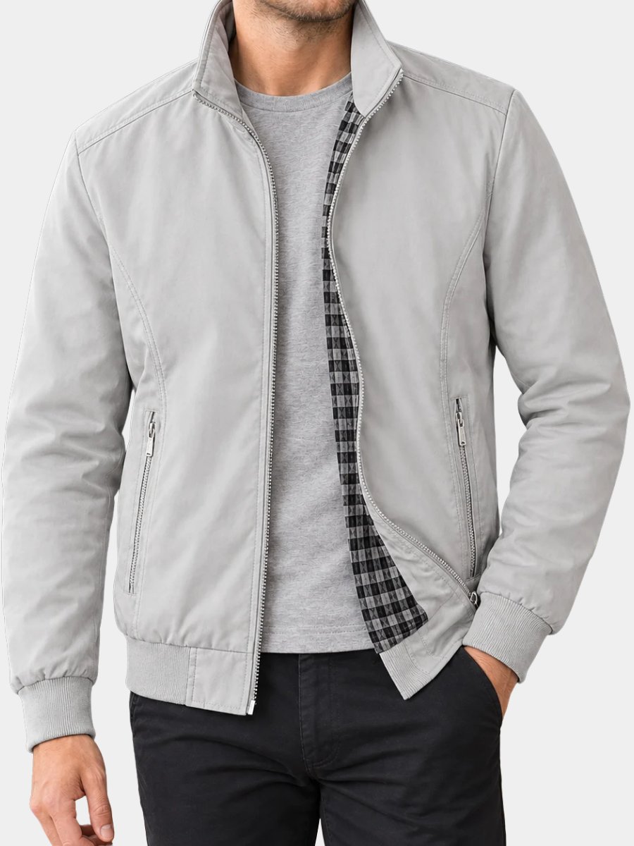 RIBBED TRIM ZIP JACKET FOR MEN