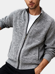 MELANGE KNIT ZIP CARDIGAN FOR MEN