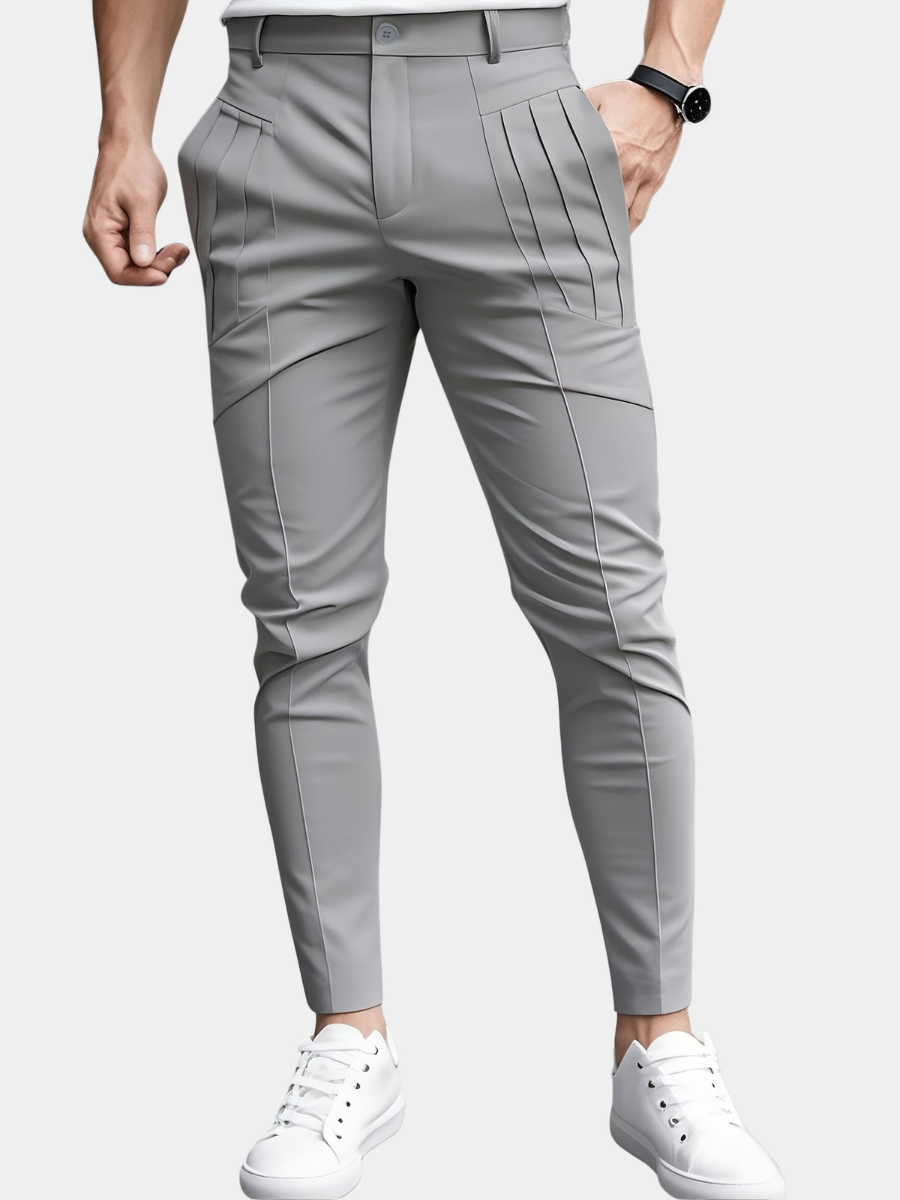 SOLID SLIM FIT TROUSERS FOR MEN