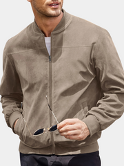 SOLID ZIP BOMBER JACKET FOR MEN