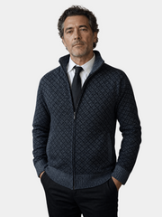 DIAMOND KNIT ZIP SWEATER FOR MEN