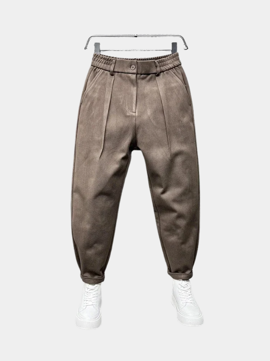 BRUSHED WOOL TWILL TROUSERS FOR MEN