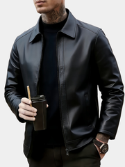 PU ZIP BOMBER JACKET FOR MEN