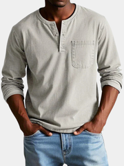 LONG SLEEVE HENLEY SHIRT FOR MEN