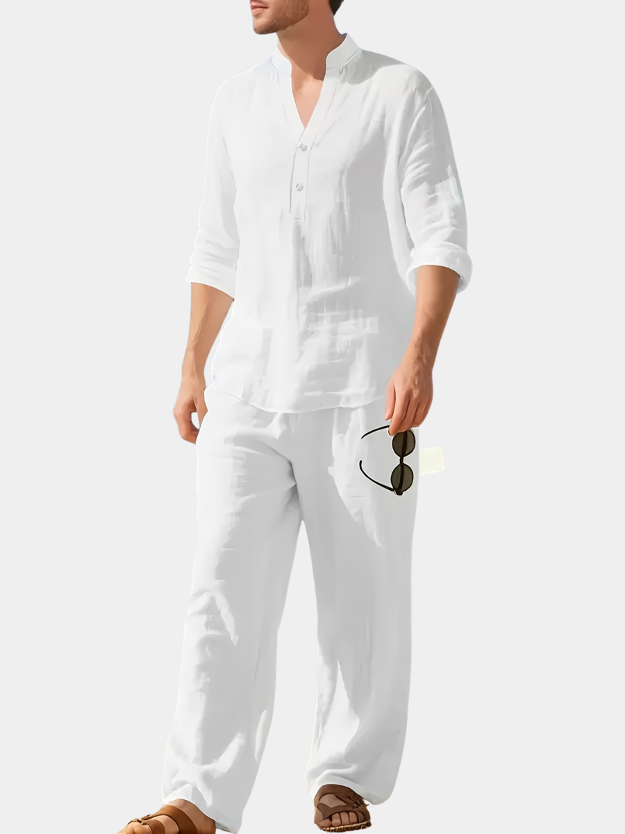 V-NECK LINEN SET FOR MEN
