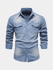 DENIM LONG-SLEEVED SHIRT FOR MEN