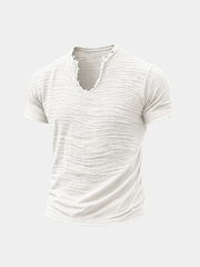 TEXTURED V-NECK T-SHIRT FOR MEN