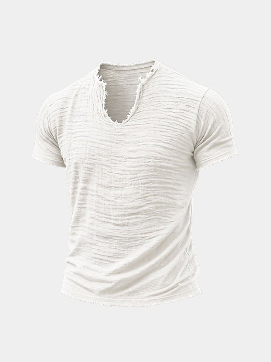 TEXTURED V-NECK T-SHIRT FOR MEN