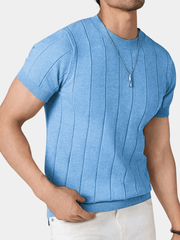 STRIPED RIB KNIT TOP FOR MEN