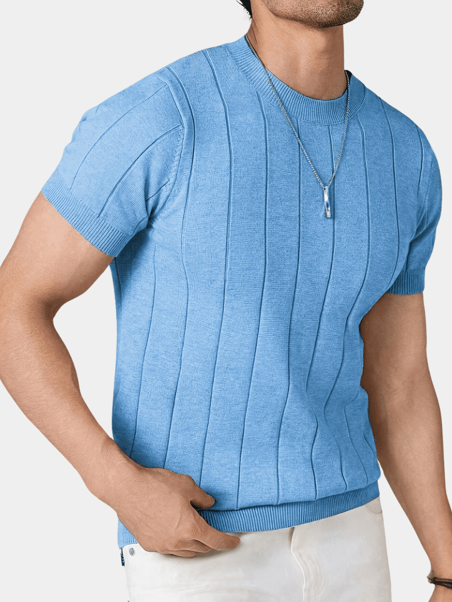 STRIPED RIB KNIT TOP FOR MEN