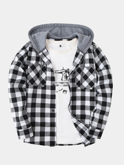 PLAID HOODED SWEATSHIRT FOR MEN
