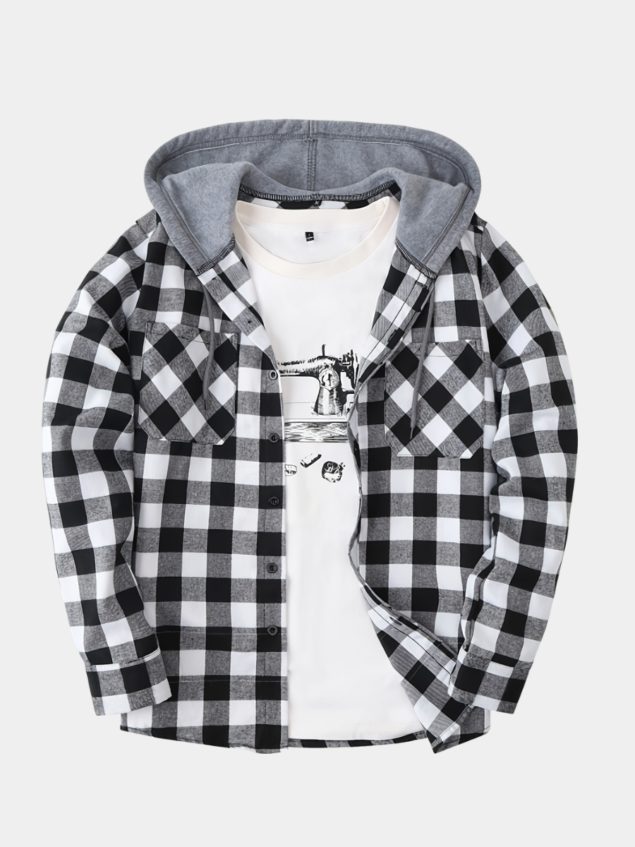 PLAID HOODED SWEATSHIRT FOR MEN