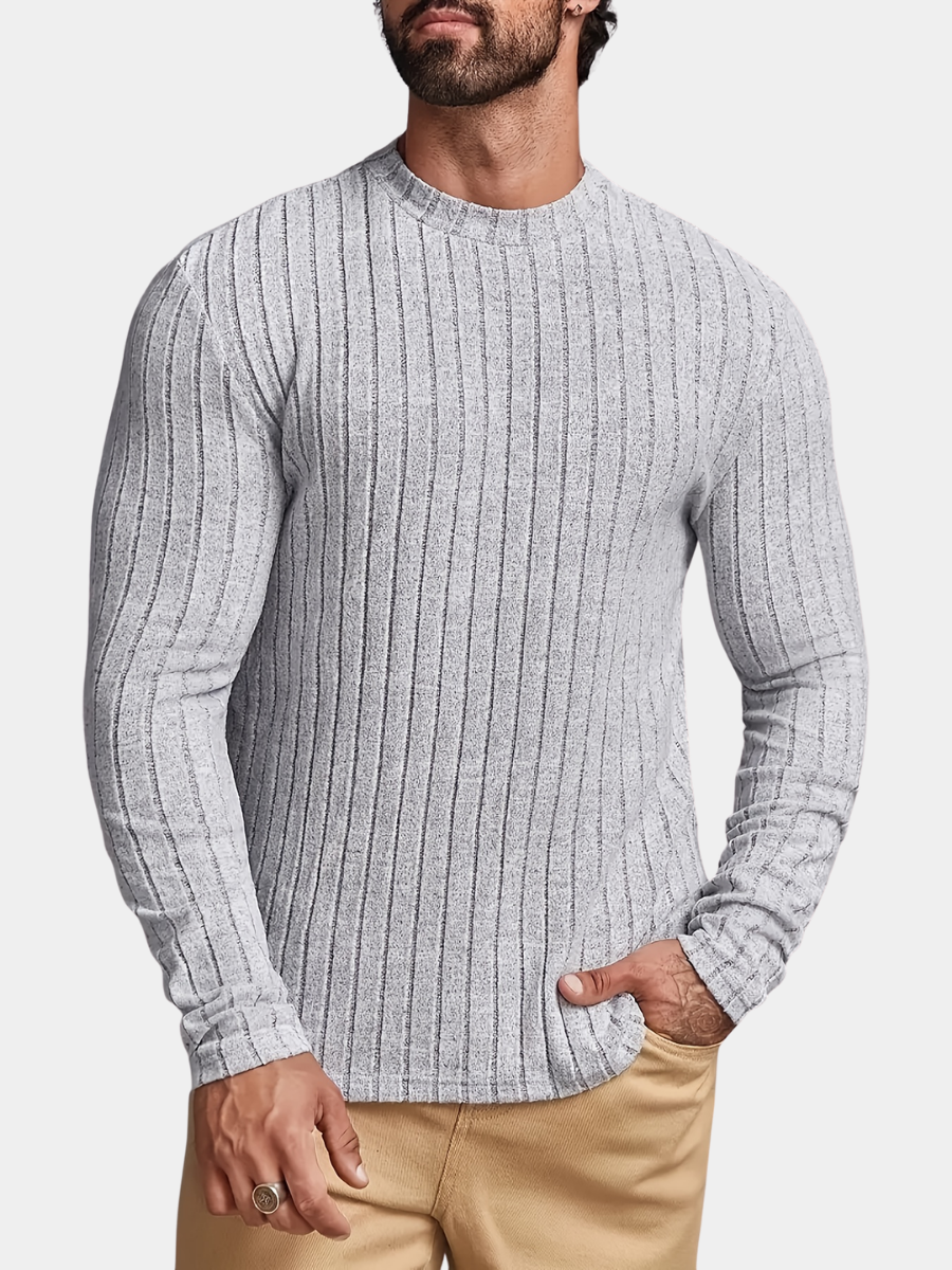 STRIPED RIB-KNIT SWEATER FOR MEN
