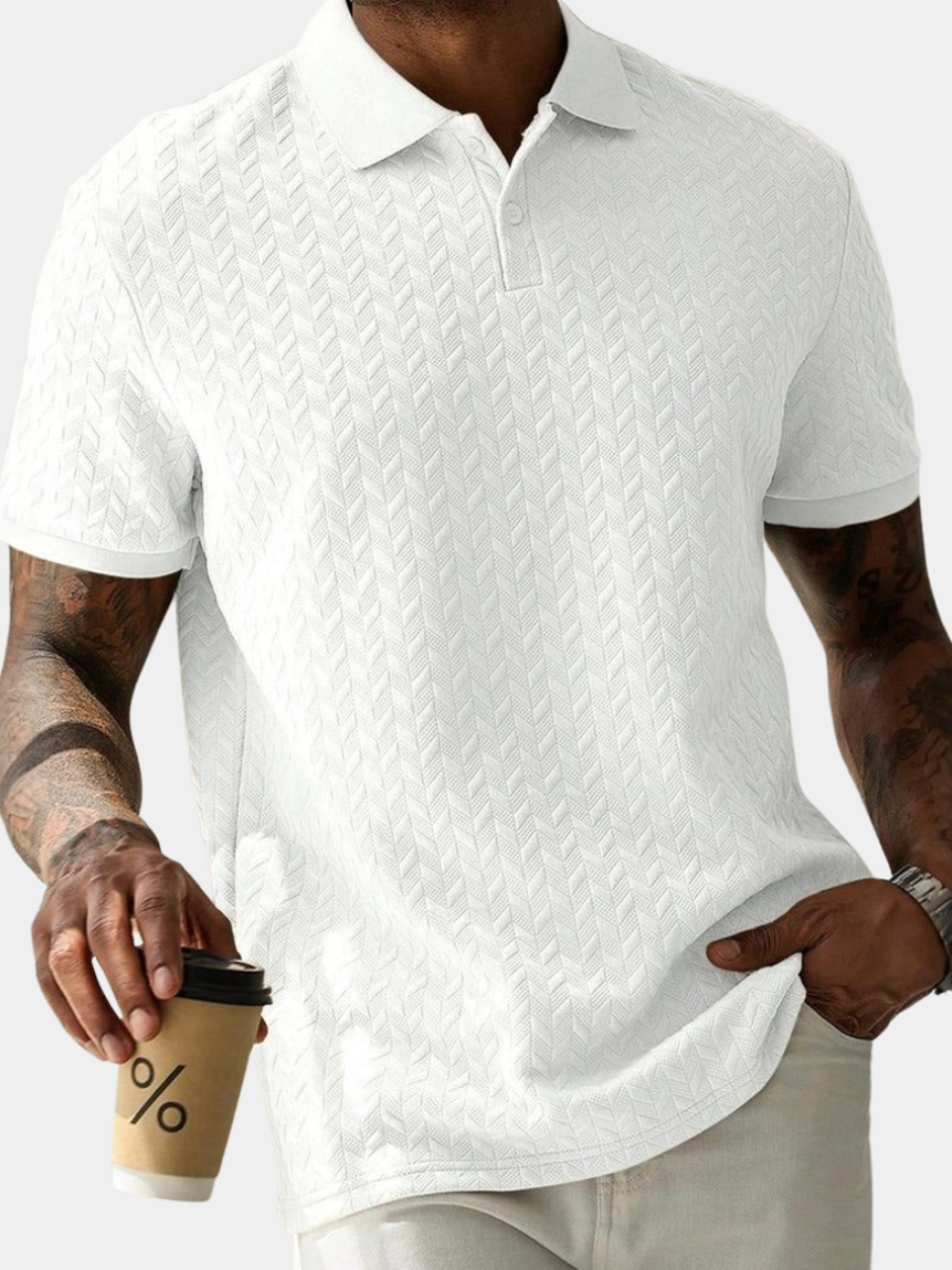 ZIGZAG KNIT POLO SHIRT FOR MEN
