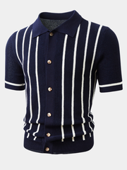 STRIPED KNIT POLO SHIRT FOR MEN