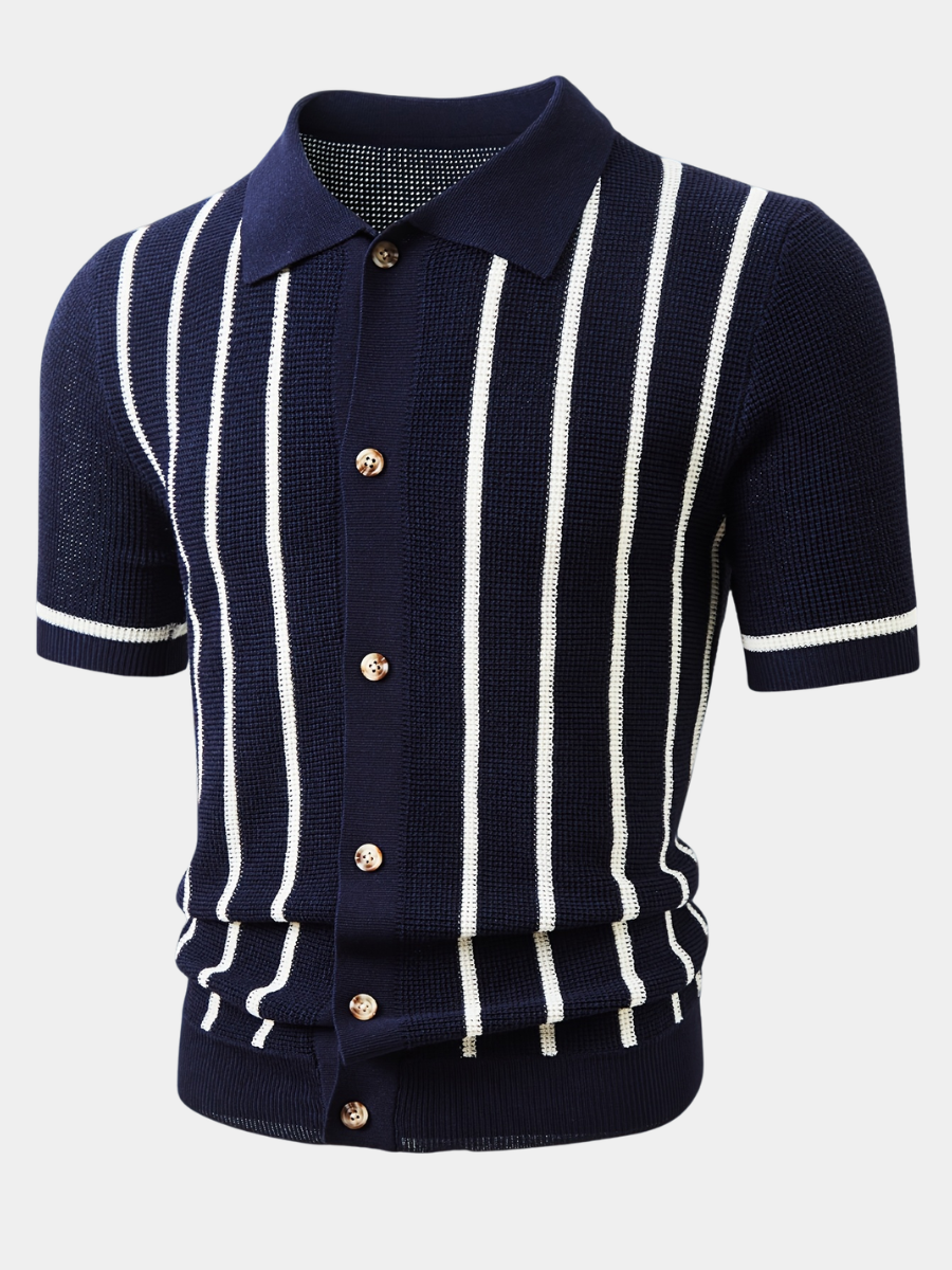 STRIPED KNIT POLO SHIRT FOR MEN