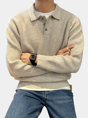 RIBBED POLO SWEATER FOR MEN