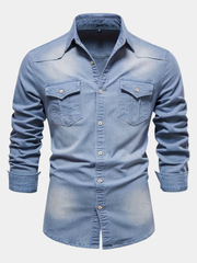 COTTON BLEND DENIM SHIRT FOR MEN