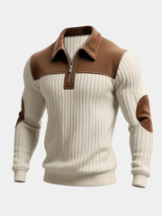 RIBBED HALF ZIP SWEATER FOR MEN