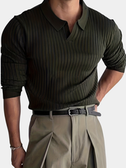LAPEL RIB KNIT SHIRT FOR MEN