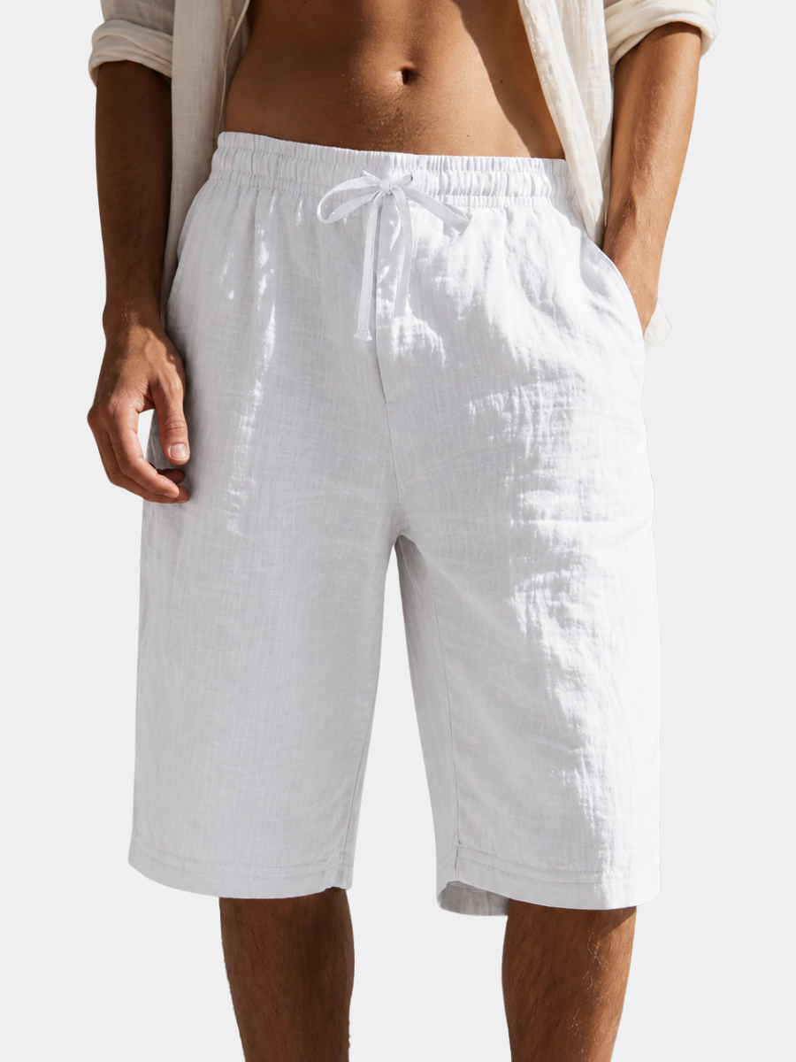 DRAWSTRING LINEN SHORTS FOR MEN