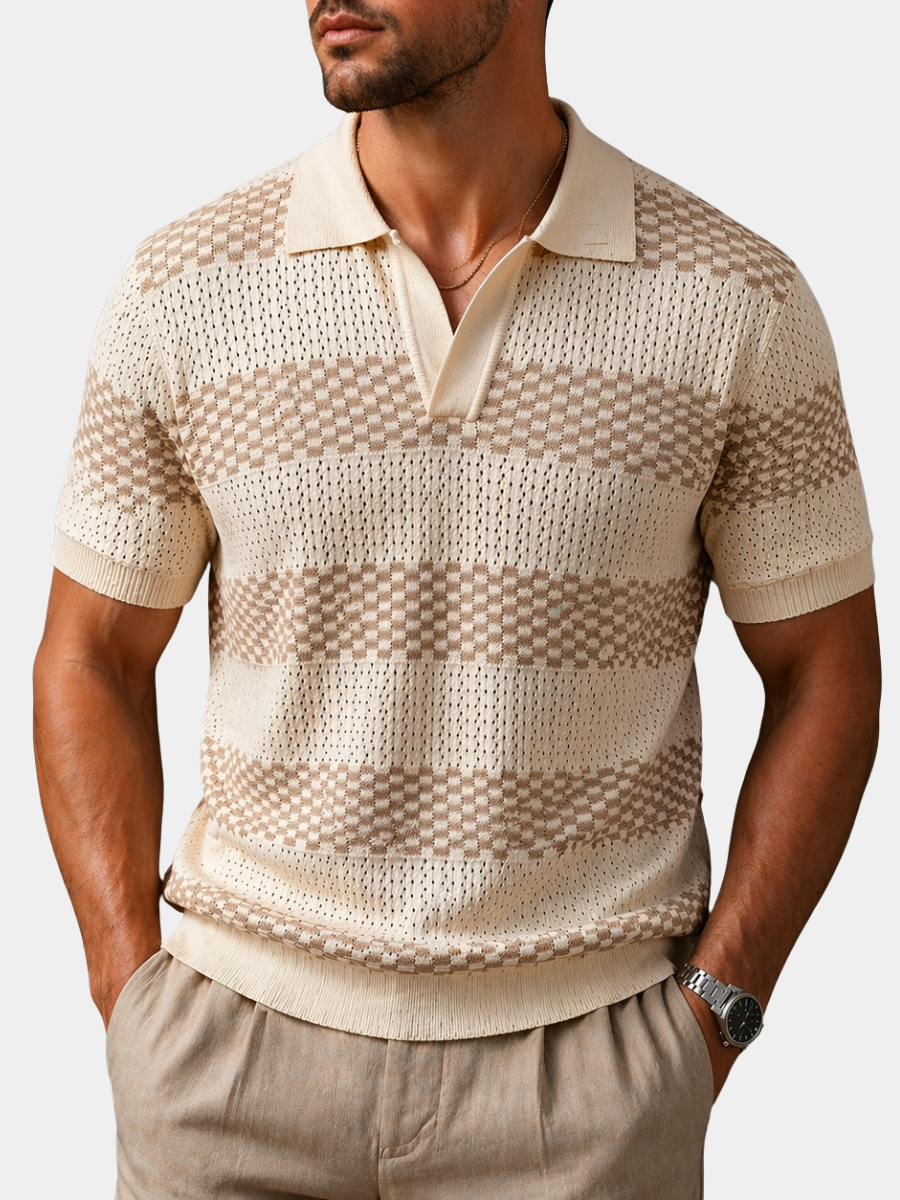 PATTERNED KNIT POLO FOR MEN