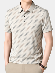 GEOMETRIC PRINT POLO SHIRT FOR MEN