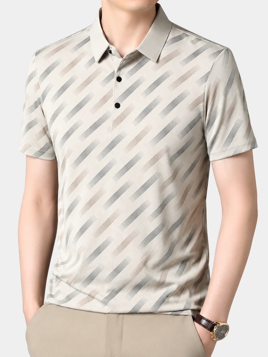GEOMETRIC PRINT POLO SHIRT FOR MEN