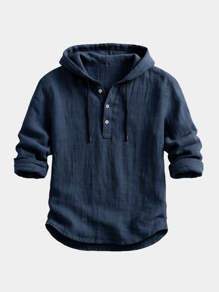 LINEN HOODED SHIRT FOR MEN