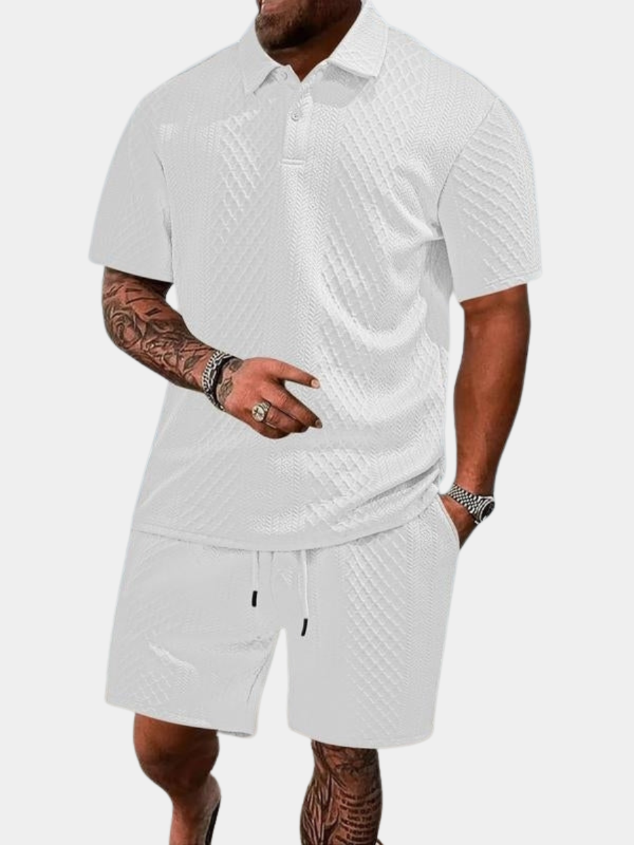 TEXTURED POLO SET FOR MEN