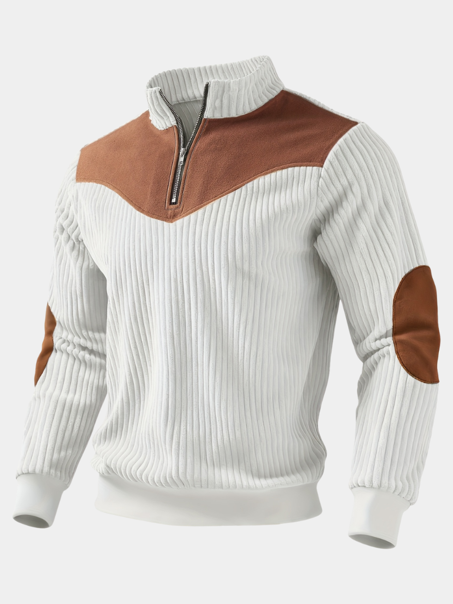 RIBBED HALF ZIP SWEATSHIRT FOR MEN