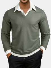 TEXTURED COLOURBLOCK POLO FOR MEN