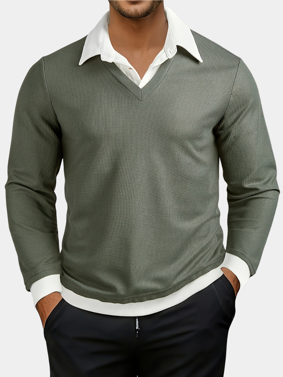 TEXTURED COLOURBLOCK POLO FOR MEN